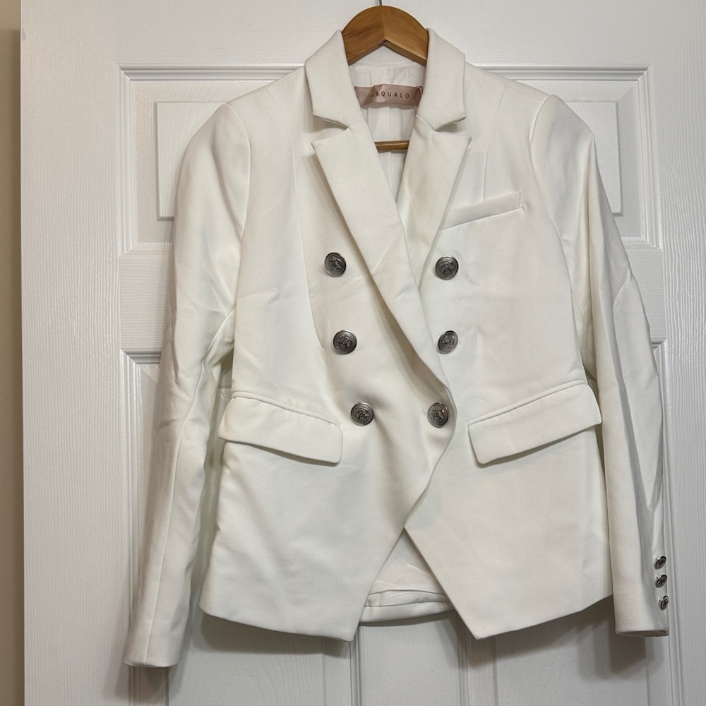 ESQUALO NWT Classic White Double-Breasted Blazer